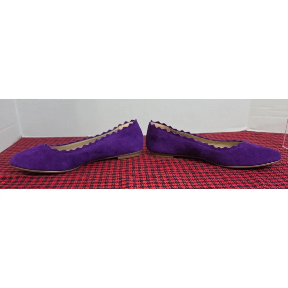 Amelia Grace Wynn Purple Suede Scalloped Ballet Flats Leather Women's sz 8M